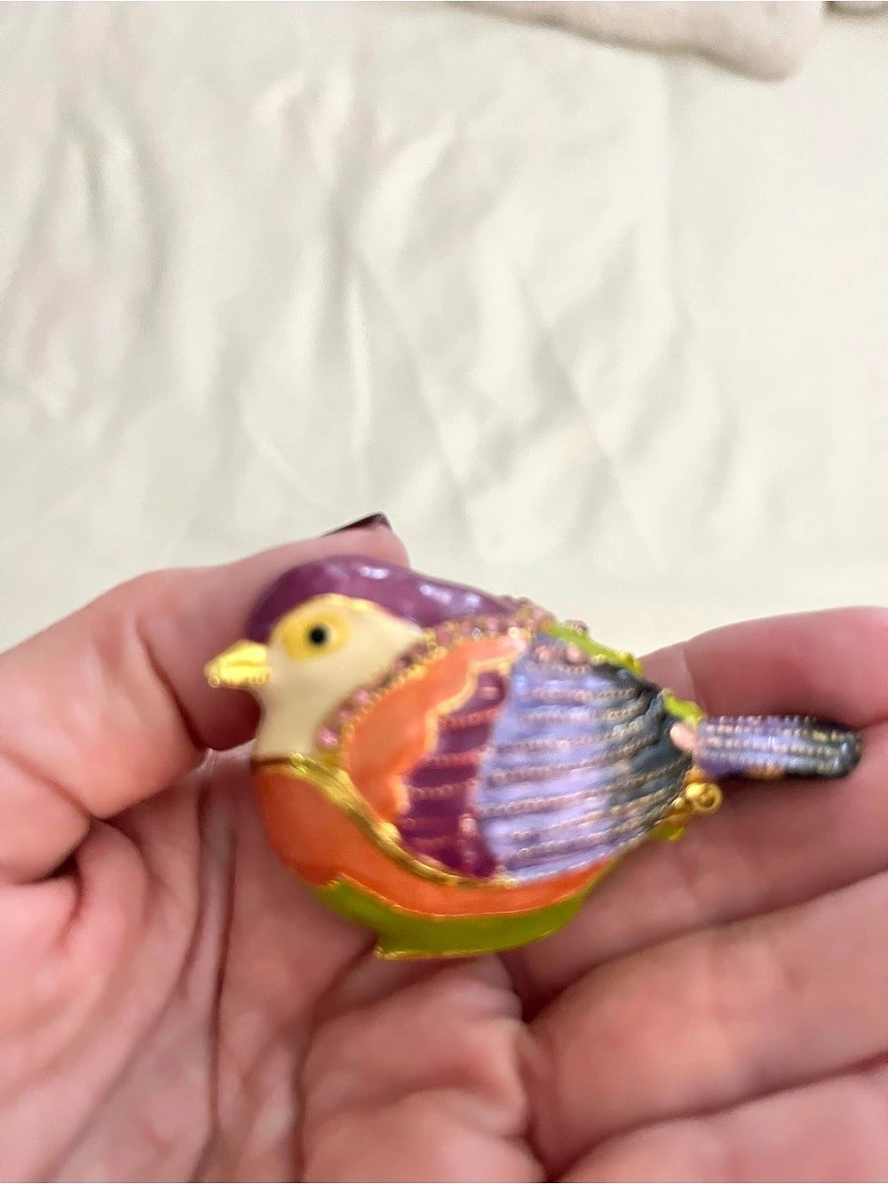 Bird Jewelry Holder in Purple & Orange Like New